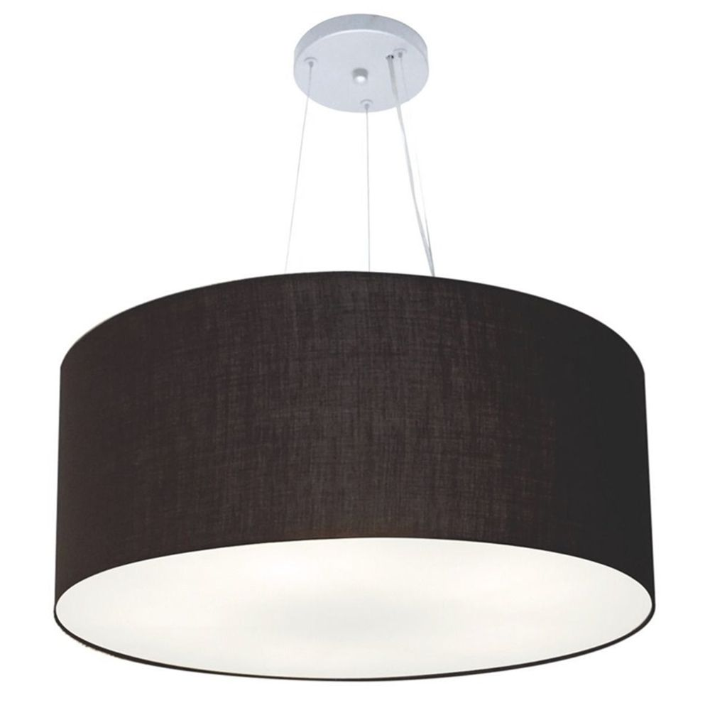 Pendente Cilíndrico Md-4074 Cúpula em Tecido 60x30cm Preto - Bivolt Pendente Cilíndrico Md-4074 Cúpula em Tecido 60x30cm Preto - Bivolt