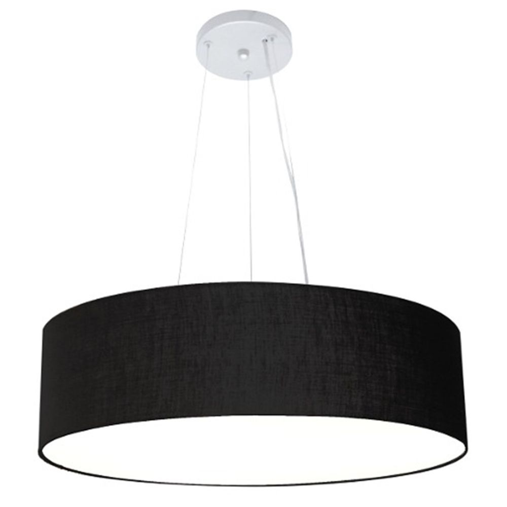 Pendente Cilíndrico Md-4136 Cúpula em Tecido 80x15cm Preto - Bivolt Pendente Cilíndrico Md-4136 Cúpula em Tecido 80x15cm Preto - Bivolt