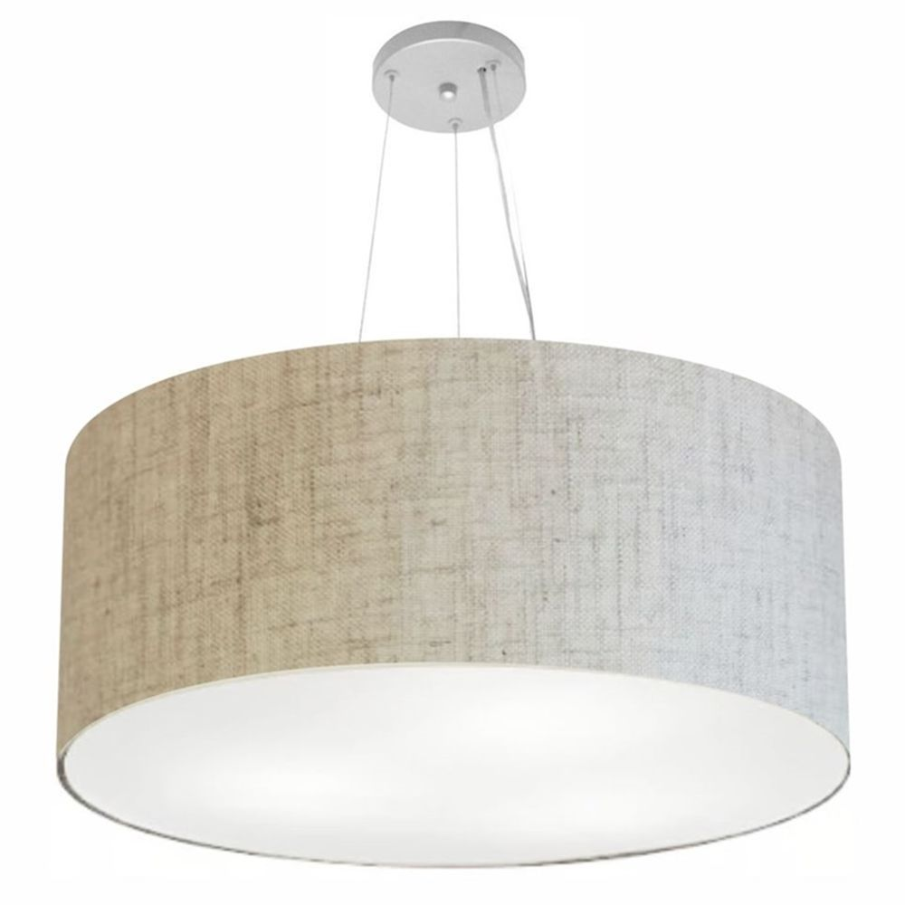 Pendente Cilíndrico Md-4150 Cúpula em Tecido 70x21cm Rústico Bege - Bivolt Pendente Cilíndrico Md-4150 Cúpula em Tecido 70x21cm Rústico Bege - Bivolt