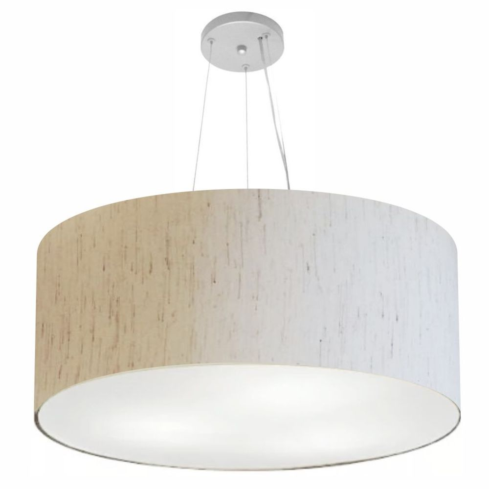 Pendente Cilíndrico Md-4150 Cúpula em Tecido 70x21cm Linho Bege - Bivolt Pendente Cilíndrico Md-4150 Cúpula em Tecido 70x21cm Linho Bege - Bivolt