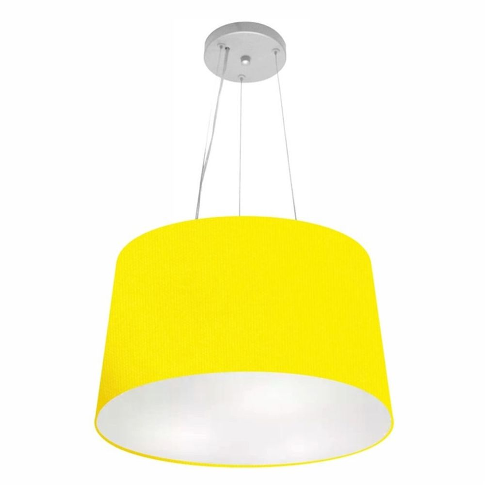 Pendente Cone Md-4153 Cúpula em Tecido 30-45x40cm Amarelo - Bivolt