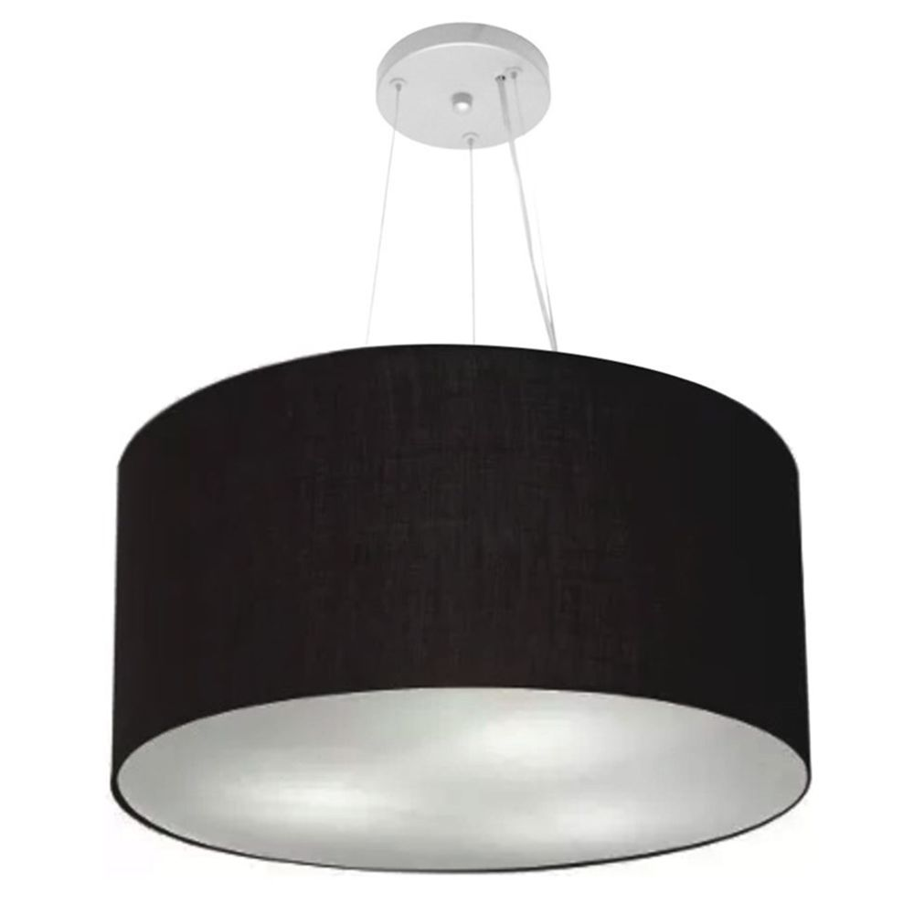 Pendente Cilíndrico Md-4189 Cúpula em Tecido 50x30cm Preto - Bivolt Pendente Cilíndrico Md-4189 Cúpula em Tecido 50x30cm Preto - Bivolt