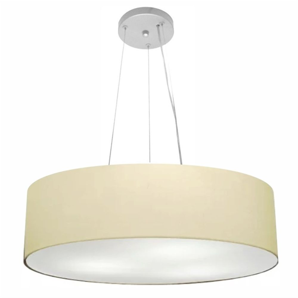 Pendente Cilíndrico Md-4190 Cúpula em Tecido 55x15cm Algodão Crú - Bivolt Pendente Cilíndrico Md-4190 Cúpula em Tecido 55x15cm Algodão Crú - Bivolt