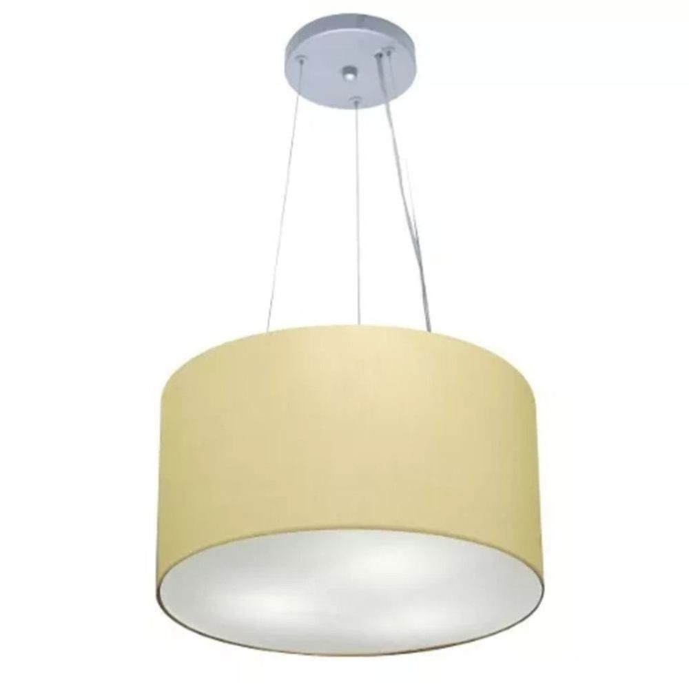 Pendente Cilíndrico Md-4009 Cúpula em Tecido 40x21cm Algodão Crú - Bivolt Pendente Cilíndrico Md-4009 Cúpula em Tecido 40x21cm Algodão Crú - Bivolt