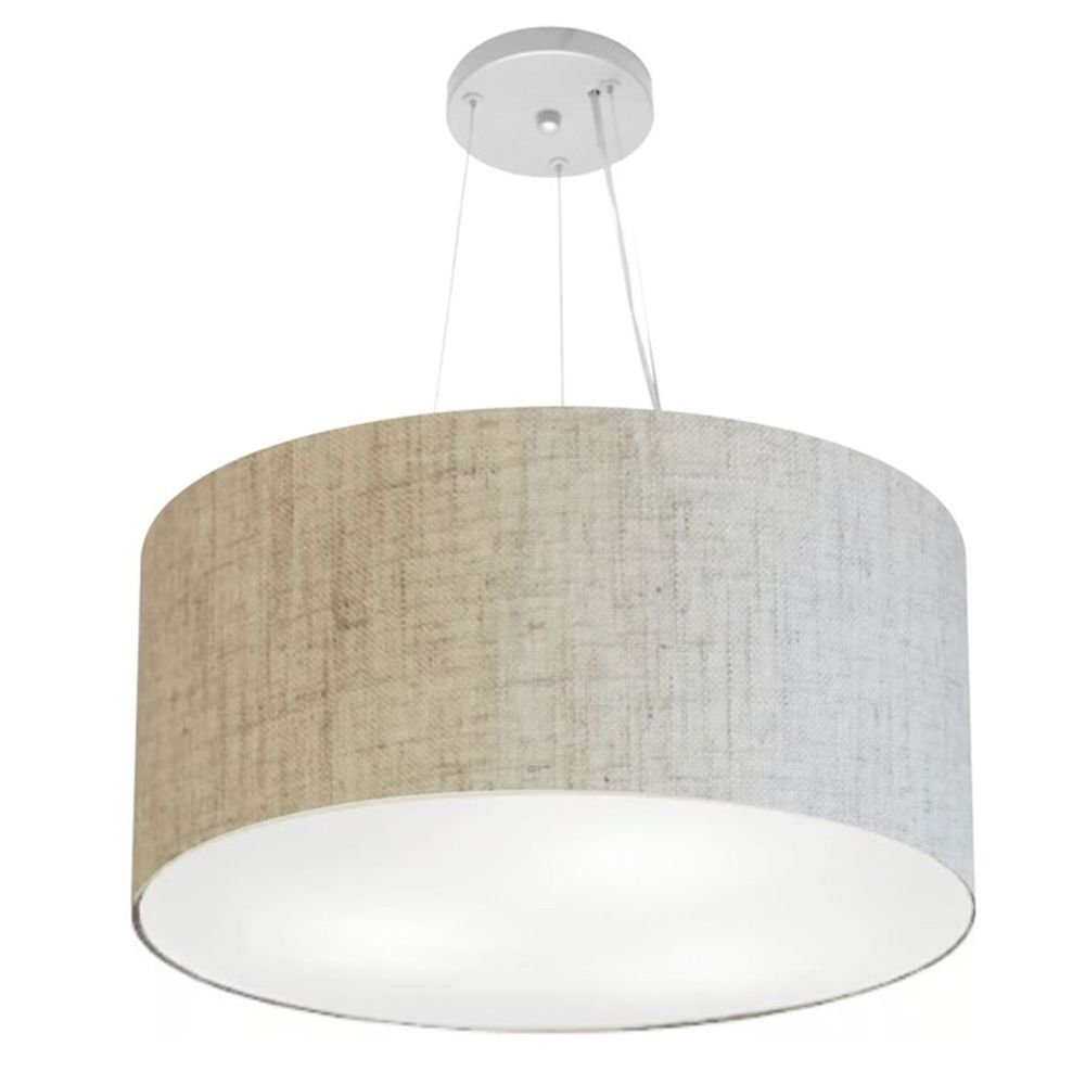 Pendente Cilíndrico Md-4192 Cúpula em Tecido 55x30cm Rústico Bege - Bivolt Pendente Cilíndrico Md-4192 Cúpula em Tecido 55x30cm Rústico Bege - Bivolt