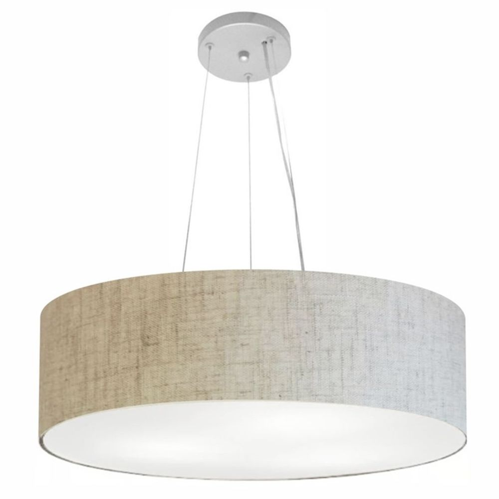 Pendente Cilíndrico Md-4190 Cúpula em Tecido 55x15cm Rústico Bege - Bivolt Pendente Cilíndrico Md-4190 Cúpula em Tecido 55x15cm Rústico Bege - Bivolt