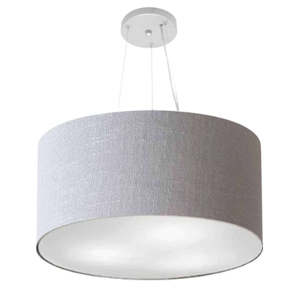 Pendente Cilíndrico Md-4191 Cúpula em Tecido 55x25cm Rústico Cinza - Bivolt Pendente Cilíndrico Md-4191 Cúpula em Tecido 55x25cm Rústico Cinza - Bivolt