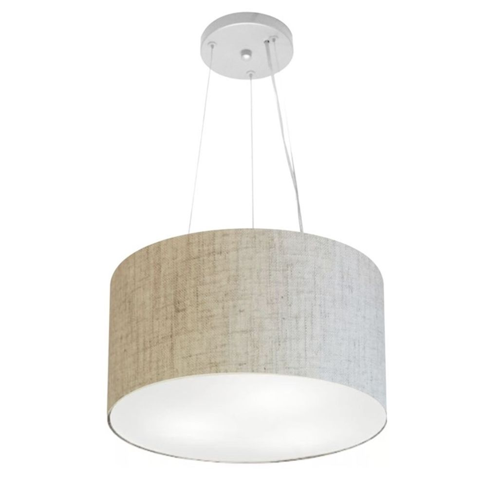 Pendente Cilíndrico Md-4009 Cúpula em Tecido 40x21cm Rústico Bege - Bivolt Pendente Cilíndrico Md-4009 Cúpula em Tecido 40x21cm Rústico Bege - Bivolt