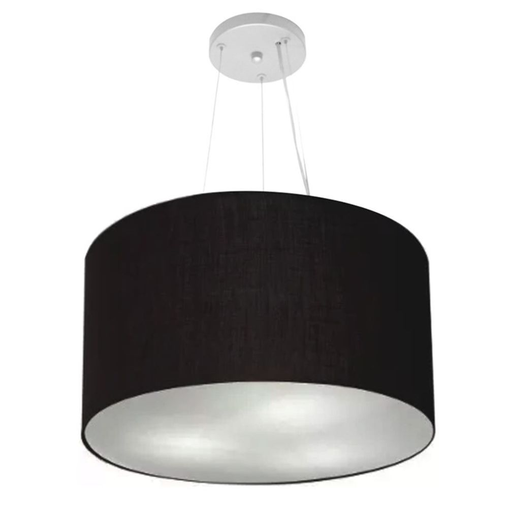 Pendente Cilíndrico Md-4187 Cúpula em Tecido 45x30cm Preto - Bivolt Pendente Cilíndrico Md-4187 Cúpula em Tecido 45x30cm Preto - Bivolt