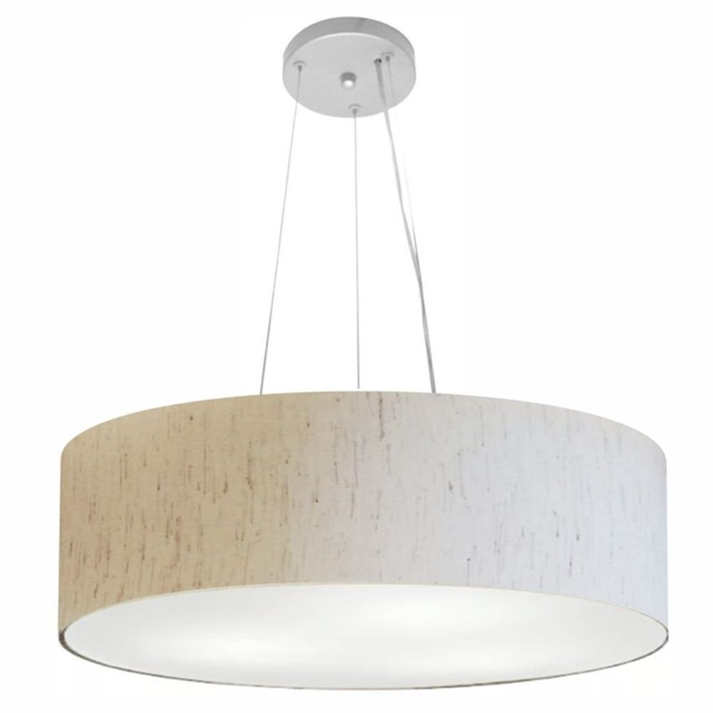 Pendente Cilíndrico Md-4029 Cúpula em Tecido 60x15cm Linho Bege - Bivolt Pendente Cilíndrico Md-4029 Cúpula em Tecido 60x15cm Linho Bege - Bivolt