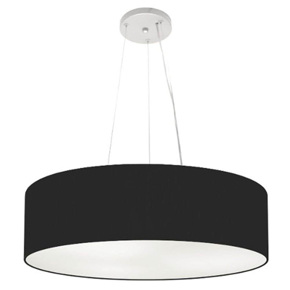 Pendente Cilíndrico Md-4029 Cúpula em Tecido 60x15cm Preto - Bivolt Pendente Cilíndrico Md-4029 Cúpula em Tecido 60x15cm Preto - Bivolt