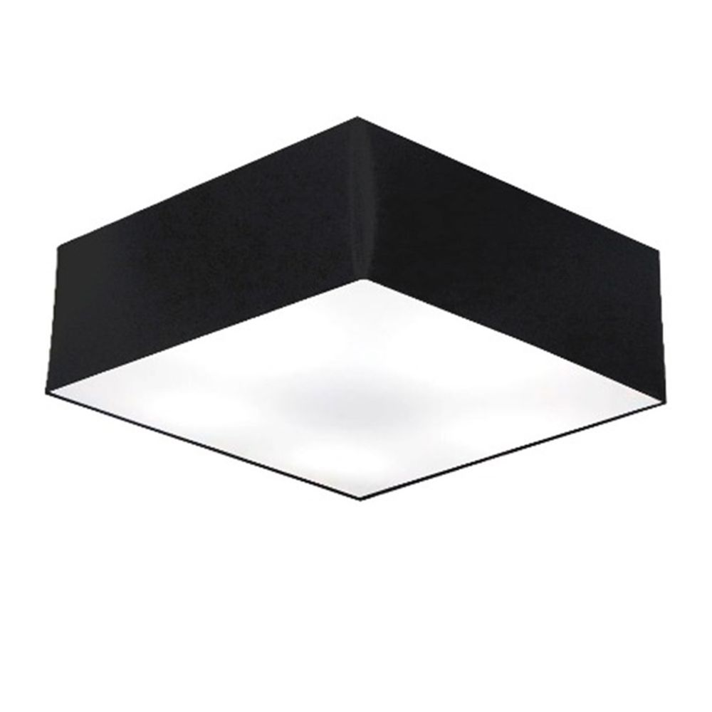 Plafon Quadrado Md-3002 Cúpula em Tecido 15/50x50cm Preto - Bivolt Plafon Quadrado Md-3002 Cúpula em Tecido 15/50x50cm Preto - Bivolt