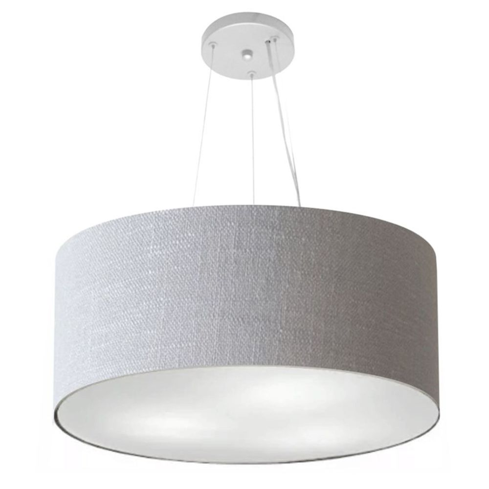 Pendente Cilíndrico Md-4047 Cúpula em Tecido 50x21cm Rústico Cinza - Bivolt Pendente Cilíndrico Md-4047 Cúpula em Tecido 50x21cm Rústico Cinza - Bivolt