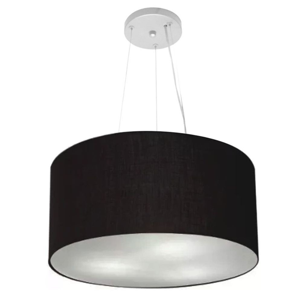 Pendente Cilíndrico Md-4186 Cúpula em Tecido 45x25cm Preto - Bivolt Pendente Cilíndrico Md-4186 Cúpula em Tecido 45x25cm Preto - Bivolt