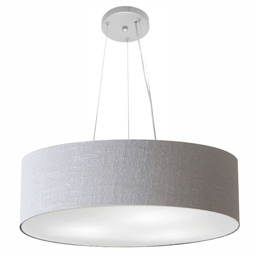 Pendente Cilíndrico Md-4190 Cúpula em Tecido 55x15cm Rústico Cinza - Bivolt Pendente Cilíndrico Md-4190 Cúpula em Tecido 55x15cm Rústico Cinza - Bivolt