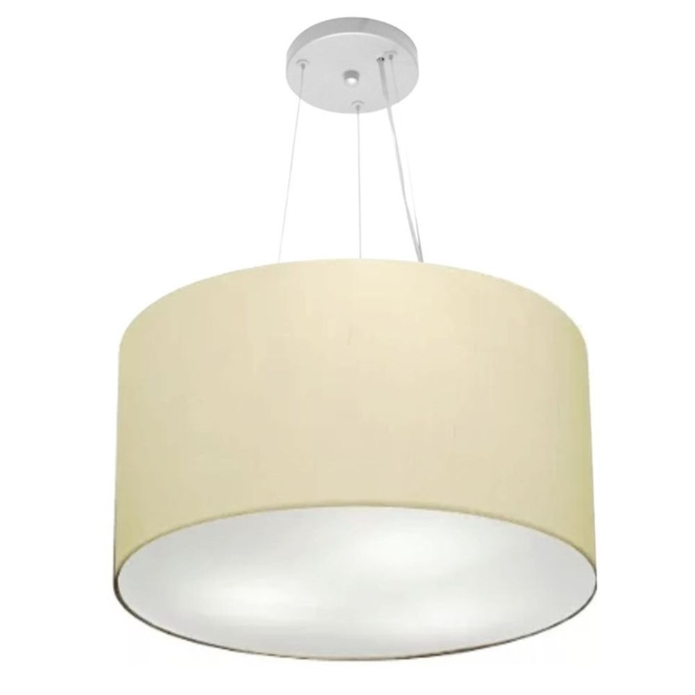 Pendente Cilíndrico Md-4187 Cúpula em Tecido 45x30cm Algodão Crú - Bivolt Pendente Cilíndrico Md-4187 Cúpula em Tecido 45x30cm Algodão Crú - Bivolt