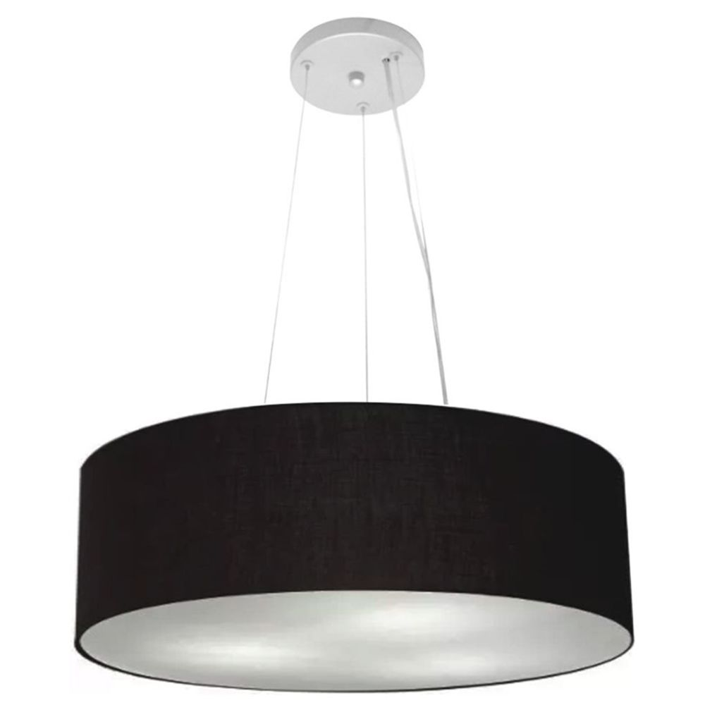 Pendente Cilíndrico Md-4134 Cúpula em Tecido 50x15cm Preto - Bivolt Pendente Cilíndrico Md-4134 Cúpula em Tecido 50x15cm Preto - Bivolt