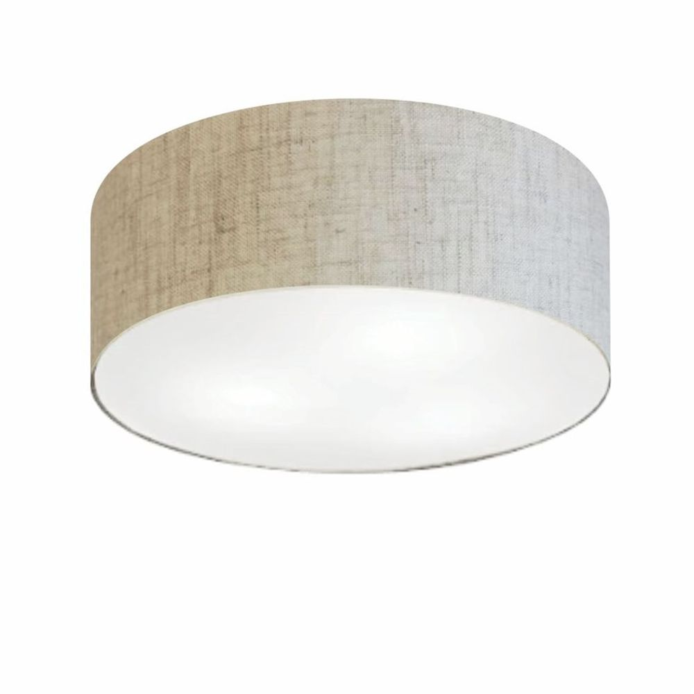 Plafon Cilíndrico Md-3014 Cúpula em Tecido 50x15cm Rústico Bege - Bivolt Plafon Cilíndrico Md-3014 Cúpula em Tecido 50x15cm Rústico Bege - Bivolt