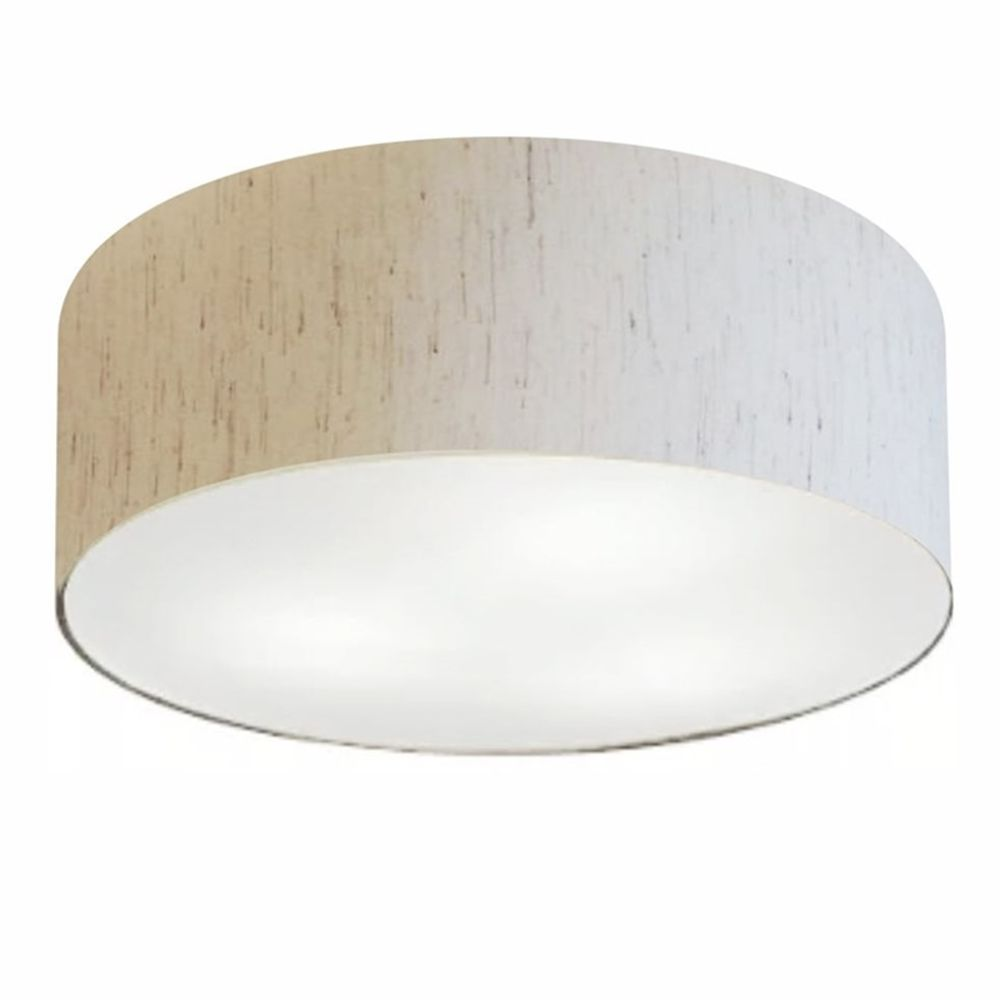 Plafon Cilíndrico Md-3057 Cúpula em Tecido 55x15cm Linho Bege - Bivolt Plafon Cilíndrico Md-3057 Cúpula em Tecido 55x15cm Linho Bege - Bivolt