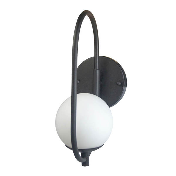 Arandela Parede ONLINE PRETA Globo de Vidro BRANCO Arandela Parede ONLINE PRETA Globo de Vidro BRANCO