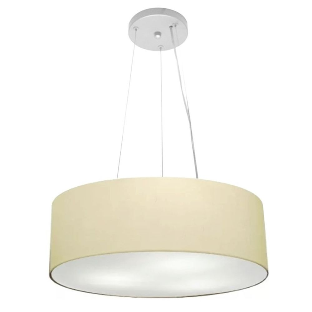 Pendente Cilíndrico Md-4184 Cúpula em Tecido 45x15cm Algodão Crú - Bivolt Pendente Cilíndrico Md-4184 Cúpula em Tecido 45x15cm Algodão Crú - Bivolt