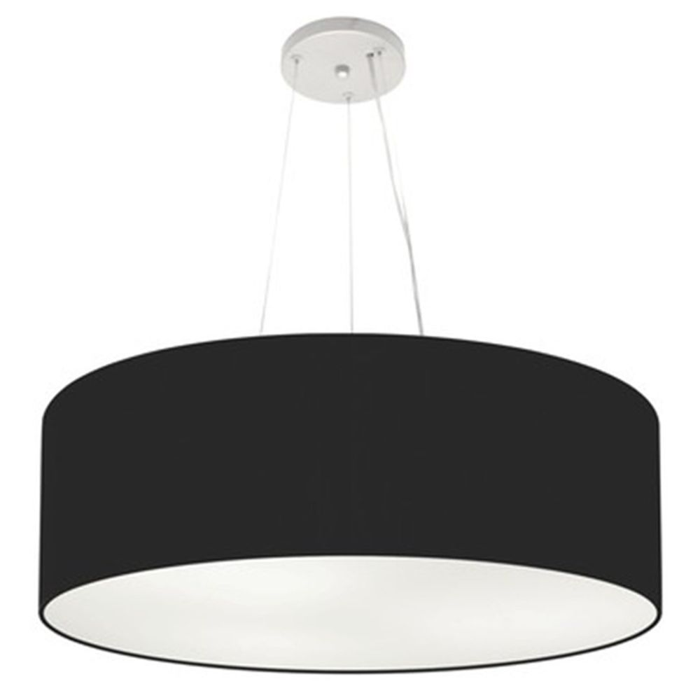 Pendente Cilíndrico Md-4010 Cúpula em Tecido 60x21cm Preto - Bivolt Pendente Cilíndrico Md-4010 Cúpula em Tecido 60x21cm Preto - Bivolt