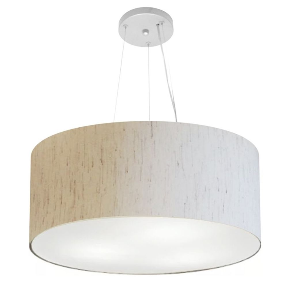 Pendente Cilíndrico Md-4188 Cúpula em Tecido 50x25cm Linho Bege - Bivolt Pendente Cilíndrico Md-4188 Cúpula em Tecido 50x25cm Linho Bege - Bivolt