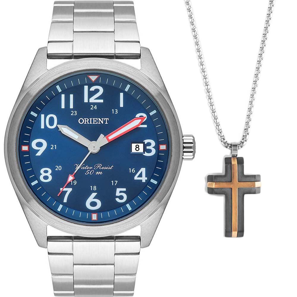 Kit Relógio Orient Masculino com Cordão MBSS1396GR02 Kit Relógio Orient Masculino com Cordão MBSS1396GR02