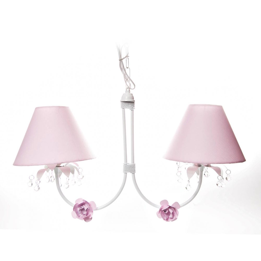 Lustre 2L Primavera Transparente 2 Flores P Rosa Quarto Bebê Infantil Menina