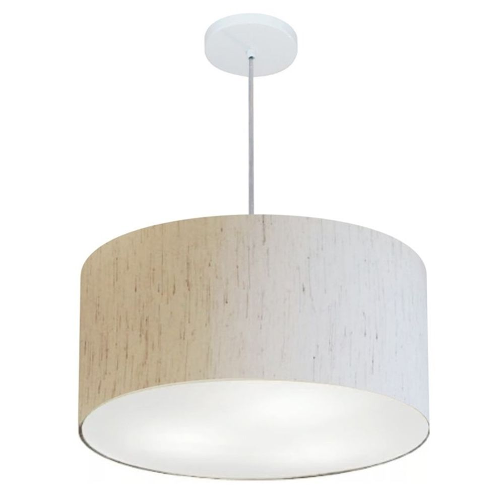 Pendente Cilíndrico Md-4243 Cúpula em Tecido 45x25cm Linho Bege - Bivolt Pendente Cilíndrico Md-4243 Cúpula em Tecido 45x25cm Linho Bege - Bivolt