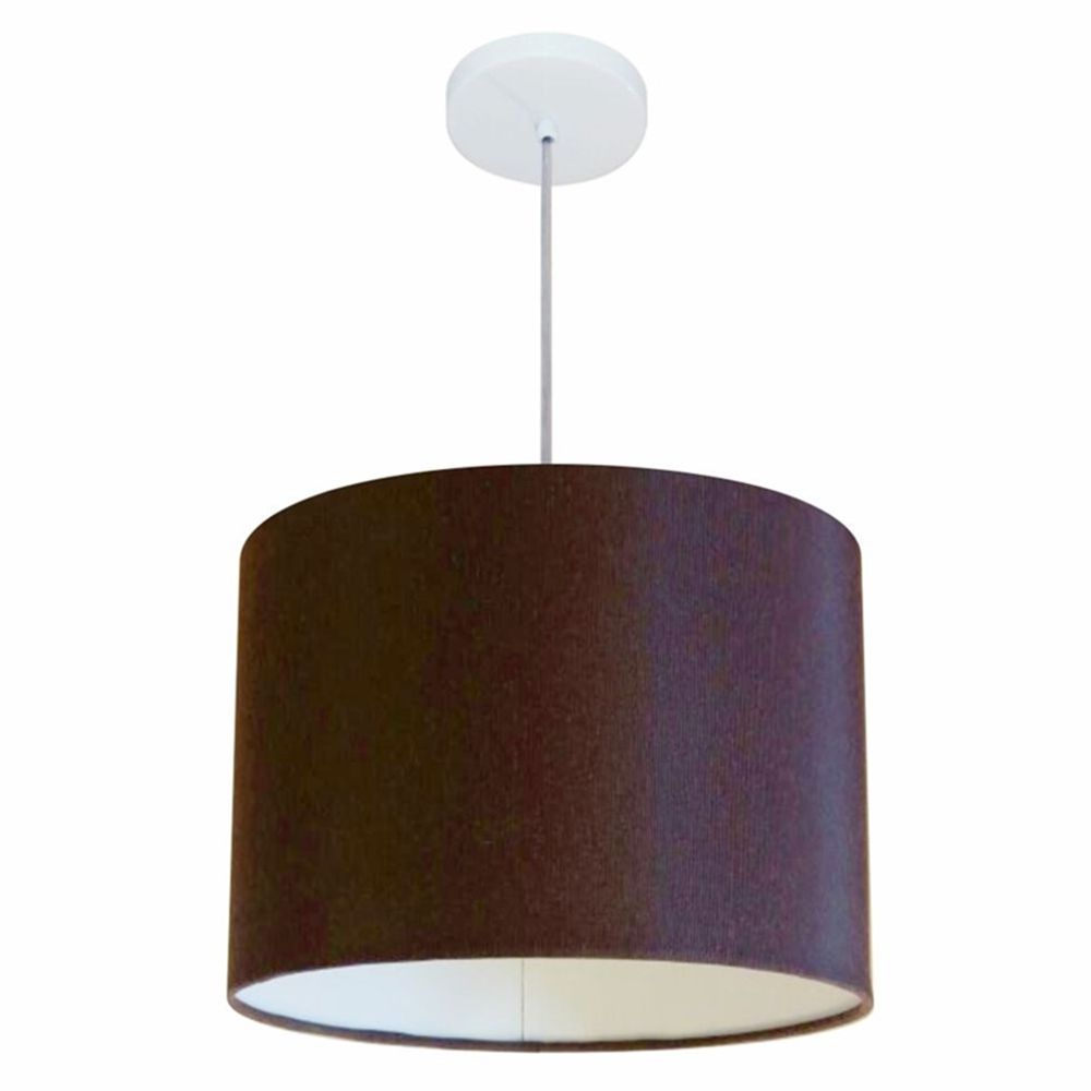 Pendente Cilíndrico Md-4146 Cúpula em Tecido 40x30cm Café - Bivolt Pendente Cilíndrico Md-4146 Cúpula em Tecido 40x30cm Café - Bivolt