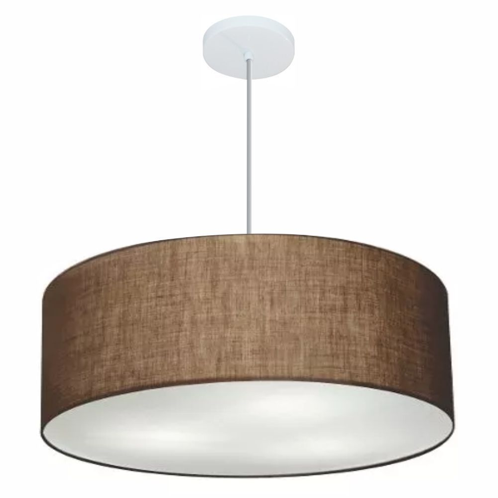 Pendente Cilíndrico Md-4079 Cúpula em Tecido 60x21cm Café - Bivolt Pendente Cilíndrico Md-4079 Cúpula em Tecido 60x21cm Café - Bivolt