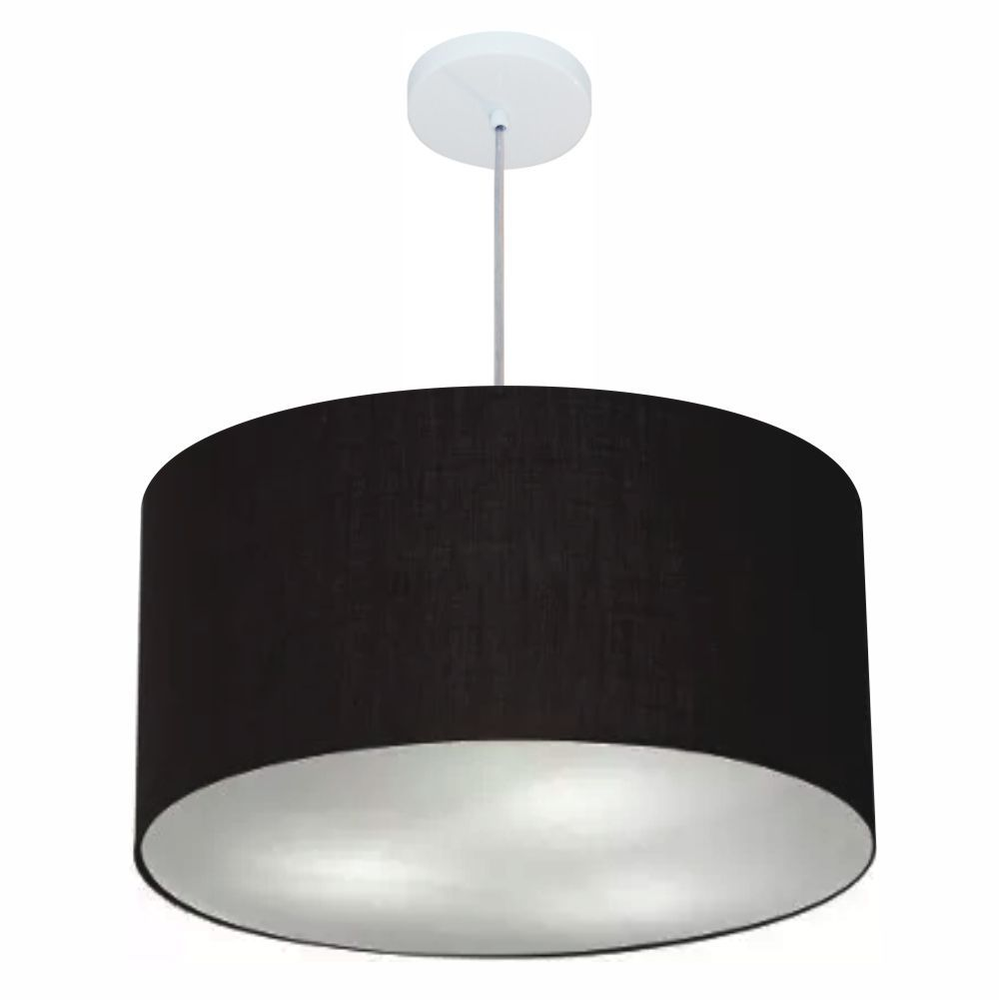 Pendente Cilíndrico Md-4080 Cúpula em Tecido 60x30cm Preto - Bivolt Pendente Cilíndrico Md-4080 Cúpula em Tecido 60x30cm Preto - Bivolt