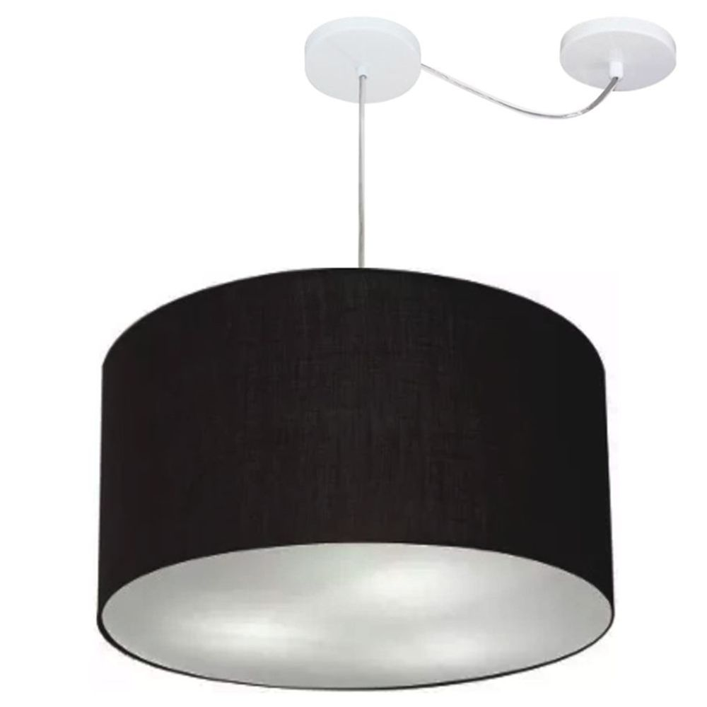 Pendente Cilíndrico Com Desvio Md-4168 Cúpula em Tecido 60x30cm Preto - Bivolt Pendente Cilíndrico Com Desvio Md-4168 Cúpula em Tecido 60x30cm Preto - Bivolt
