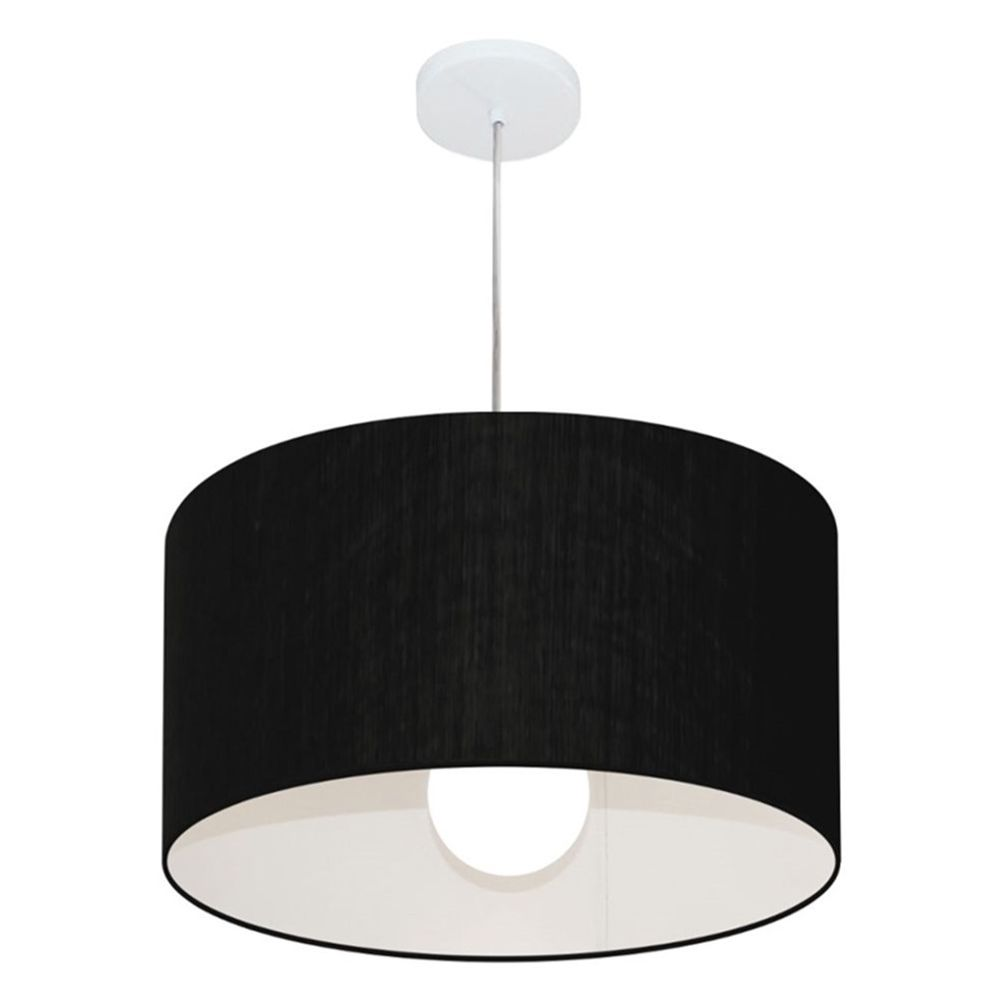 Pendente Cilíndrico Md-4205 Cúpula em Tecido 45x30cm Preto - Bivolt Pendente Cilíndrico Md-4205 Cúpula em Tecido 45x30cm Preto - Bivolt