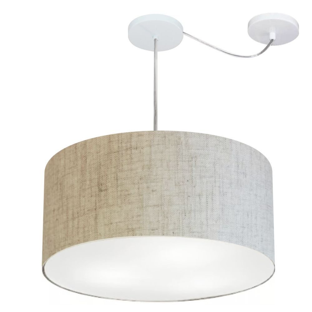 Pendente Cilíndrico Com Desvio Md-4251 Cúpula em Tecido 50x30cm Rústico Bege - Bivolt Pendente Cilíndrico Com Desvio Md-4251 Cúpula em Tecido 50x30cm Rústico Bege - Bivolt