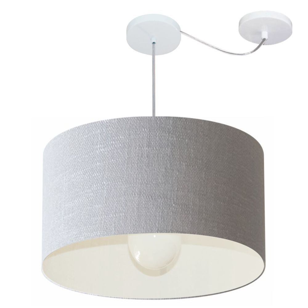 Pendente Cilíndrico Com Desvio Md-4234 Cúpula em Tecido 60x30cm Rústico Cinza - Bivolt Pendente Cilíndrico Com Desvio Md-4234 Cúpula em Tecido 60x30cm Rústico Cinza - Bivolt