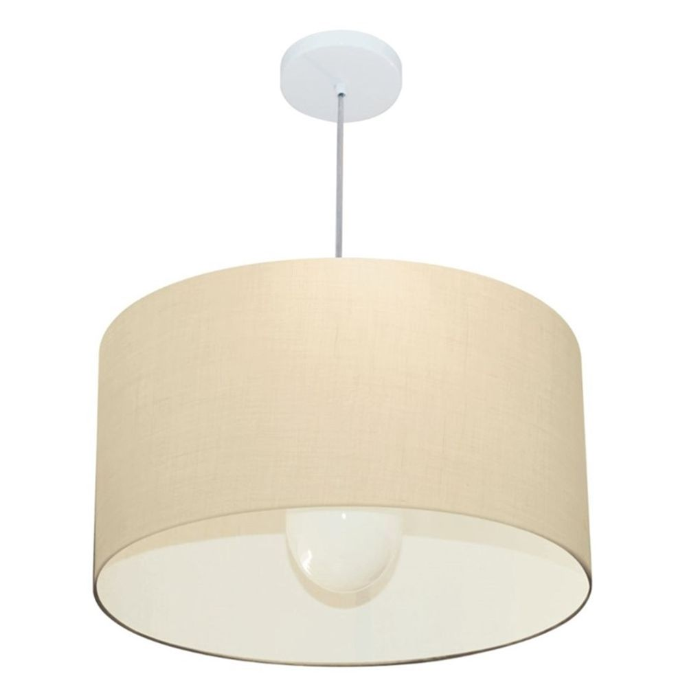 Pendente Cilíndrico Md-4169 Cúpula em Tecido 60x30cm Algodão Crú - Bivolt Pendente Cilíndrico Md-4169 Cúpula em Tecido 60x30cm Algodão Crú - Bivolt