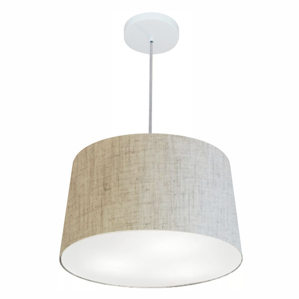 Pendente Cone Md-4247 Cúpula em Tecido 30/45x40cm Rústico Bege - Bivolt Pendente Cone Md-4247 Cúpula em Tecido 30/45x40cm Rústico Bege - Bivolt