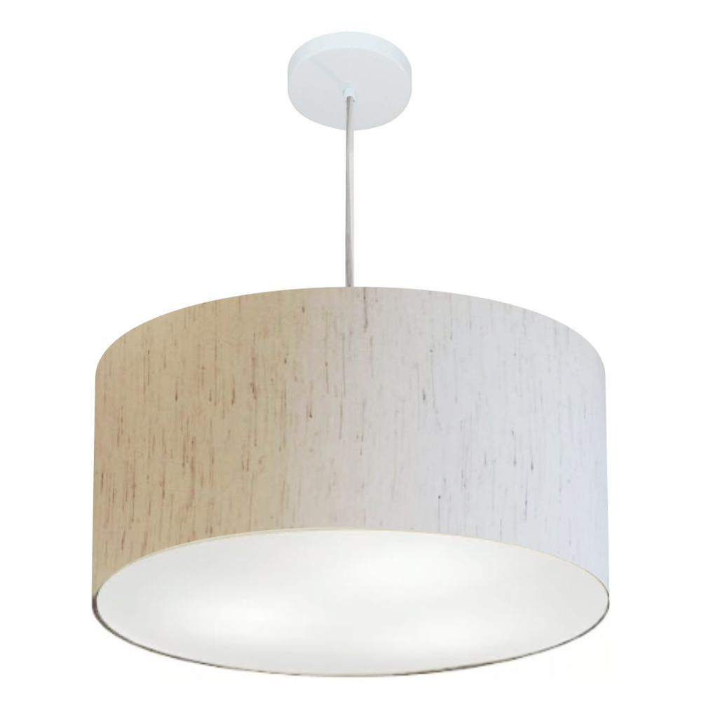 Pendente Cilíndrico Md-4245 Cúpula em Tecido 50x30cm Linho Bege - Bivolt Pendente Cilíndrico Md-4245 Cúpula em Tecido 50x30cm Linho Bege - Bivolt
