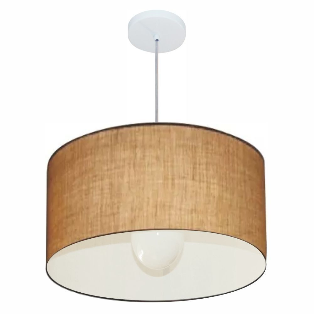 Pendente Cilíndrico Md-4069 Cúpula em Tecido 50x30cm Palha - Bivolt Pendente Cilíndrico Md-4069 Cúpula em Tecido 50x30cm Palha - Bivolt