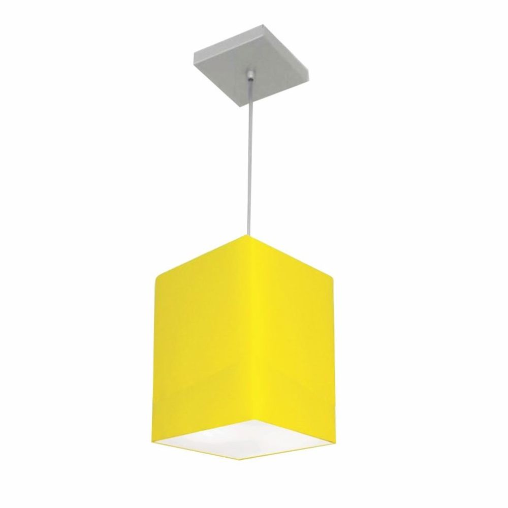Pendente Quadrado Md-4007 Cúpula em Tecido 25/16x16cm Amarelo - Bivolt Pendente Quadrado Md-4007 Cúpula em Tecido 25/16x16cm Amarelo - Bivolt