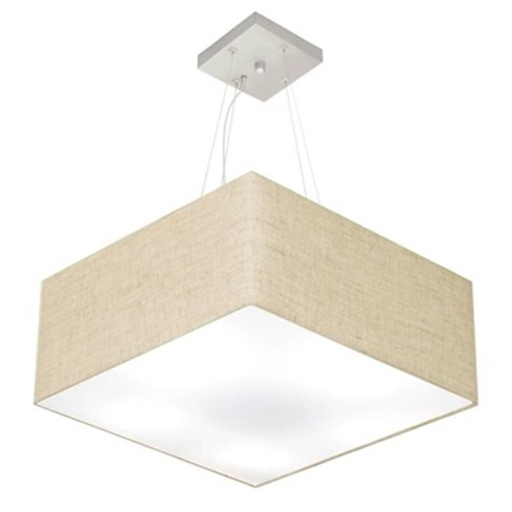Pendente Quadrado Md-4006 Cúpula em Tecido 21-50x50cm Rústico Bege - Bivolt Pendente Quadrado Md-4006 Cúpula em Tecido 21-50x50cm Rústico Bege - Bivolt