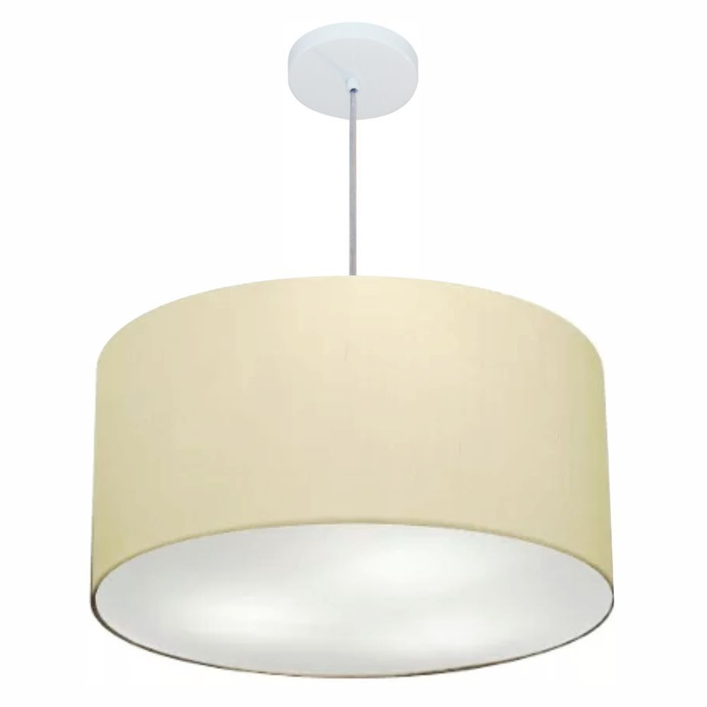 Pendente Cilíndrico Md-4080 Cúpula em Tecido 60x30cm Algodão Crú - Bivolt Pendente Cilíndrico Md-4080 Cúpula em Tecido 60x30cm Algodão Crú - Bivolt