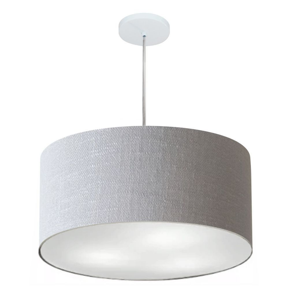 Pendente Cilíndrico Md-4214 Cúpula em Tecido 55x25cm Rústico Cinza - Bivolt Pendente Cilíndrico Md-4214 Cúpula em Tecido 55x25cm Rústico Cinza - Bivolt