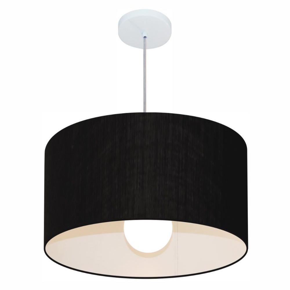 Pendente Cilíndrico Md-4069 Cúpula em Tecido 50x30cm Preto - Bivolt Pendente Cilíndrico Md-4069 Cúpula em Tecido 50x30cm Preto - Bivolt