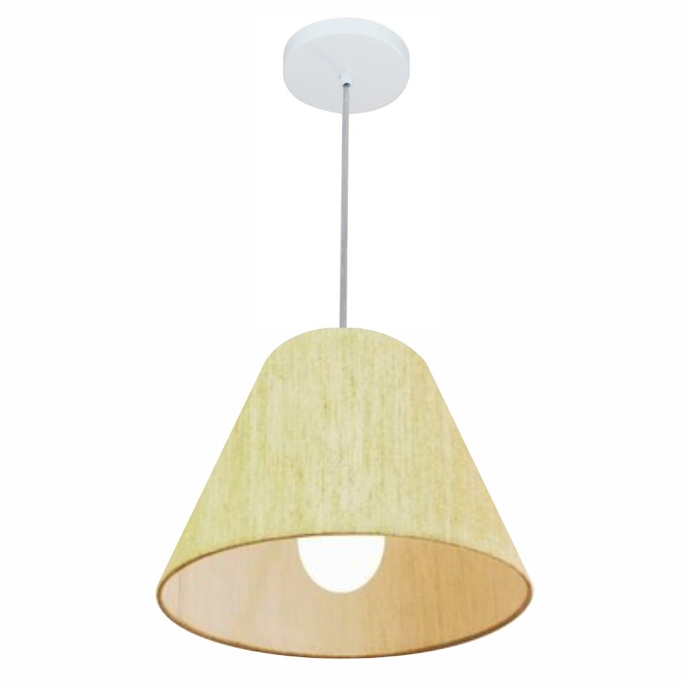 Pendente Cone Md-4028 Cúpula em Tecido 25-30x12cm Rústico Bege - Bivolt Pendente Cone Md-4028 Cúpula em Tecido 25-30x12cm Rústico Bege - Bivolt