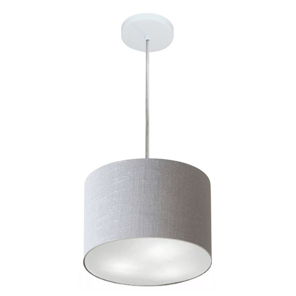 Pendente Cilíndrico Md-4209 Cúpula em Tecido 25x25cm Rústico Cinza - Bivolt Pendente Cilíndrico Md-4209 Cúpula em Tecido 25x25cm Rústico Cinza - Bivolt