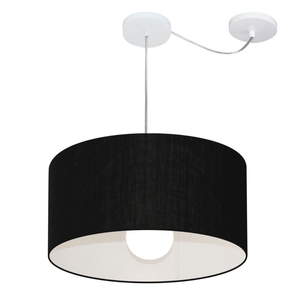 Pendente Cilíndrico Com Desvio Md-4228 Cúpula em Tecido 45x25cm Preto - Bivolt Pendente Cilíndrico Com Desvio Md-4228 Cúpula em Tecido 45x25cm Preto - Bivolt
