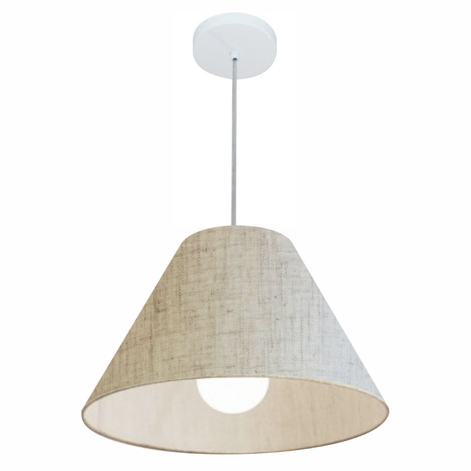 Pendente Cone Md-4078 Cúpula em Tecido 25-40x15cm Rústico Bege - Bivolt Pendente Cone Md-4078 Cúpula em Tecido 25-40x15cm Rústico Bege - Bivolt